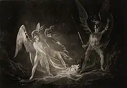 Sonho de Eva, Satanás Despertado, do Paraíso Perdido (1824-1827) mezzotint, placa 14 × 20,2 cm., Museu de Belas Artes, Houston