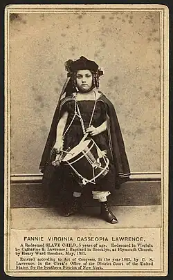 Fannie Virginia Casseopia Lawrence, uma escrava libertada no início de 1863