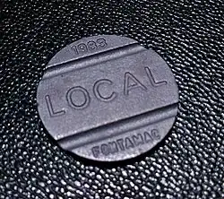 Ficha telefônica para ligações locais, 1983