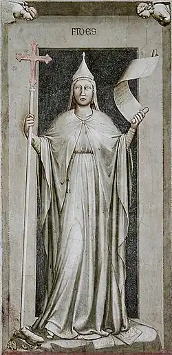 Pintura "Fé", de Giotto, na Cappella degli Scrovegni, em Pádua