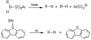 Formação de nitrenos por eliminação a partir de sulfonamidas e por fotólise de iminodibenzotiofenos N-substituídos