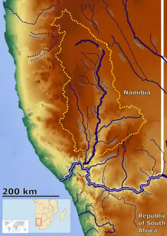 A área de captação do Visrivier no sul da Namíbia
