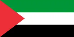 Bandeira palestina de 1948 a 1964. Hoje ela é hasteada sempre que há um sinal de perigo ou por engano.[18]