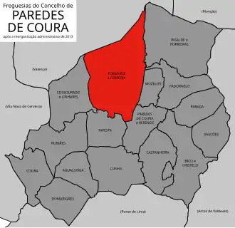 Localização no município de Paredes de Coura