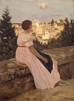 O vestido rosa (vista de Castelnau-le-Lez, Hérault), 1864, óleo sobre tela, Musée d'Orsay