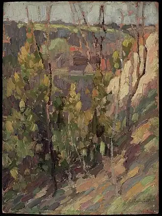 Hillside , óleo sobre madeira, 1917–20, National Gallery of Canada, Ottawa