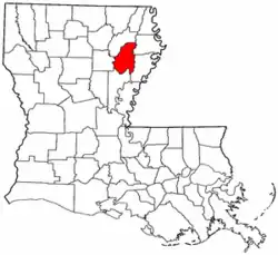 Localização da paróquia no Estado de Louisiana