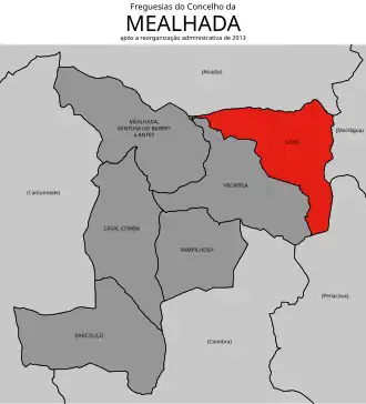 Localização no município de Mealhada