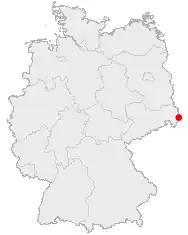 Mapa da Alemanha, posição de Görlitz acentuada
