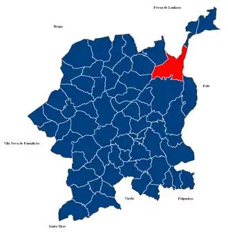 Localização no município de Guimarães