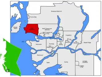 Localização de West Vancouver na Metro Vancouver