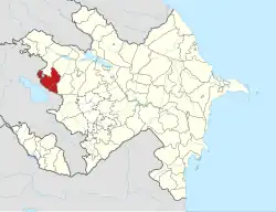 Mapa do Azerbaijão mostrando o distrito de Gadabai