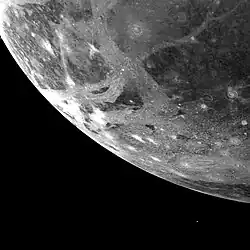 Ganymede, o principal satélite natural de Júpiter e o maior de todo o Sistema Solar