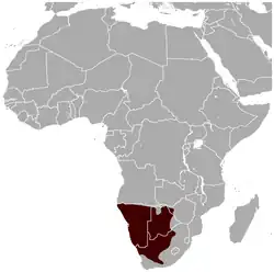 Distribuição do órix-do-cabo, no Sul da África