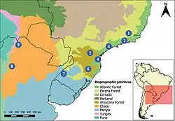 Distribuição geográfica do jacuguaçu na América do Sul
