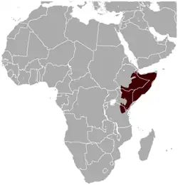 Distribuição territorial da gazela-girafa