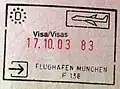 Carimbo de entrada no Espaço Schengen emitido no Aeroporto de Munique, na Alemanha.
