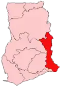 Location of Vola Region in Ghana