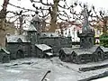 Maquetes em bronze da igreja e castelo medievais desaparecidos