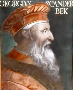 A portrait of Skanderbeg, the ruler of Albania who led a war against the Ottoman Empire.