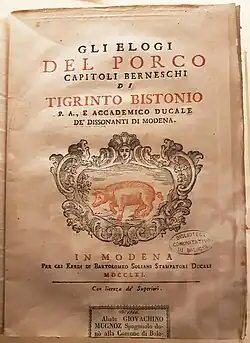 Gli Elogi del Porco, Modena, 1761