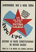 Cartaz do Bloque Nacional-Popular Galego (AN-PG/UPG) pelo 25 de julho de 1977.