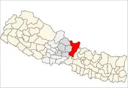 Localização de Gorkha no Nepal