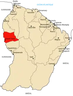 Localização de Grand-Santi na Guiana Francesa