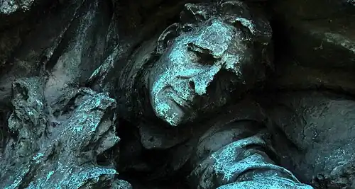 Detalhe da Carga de Cavalaria (possível autorretrato de Henry Shrady).