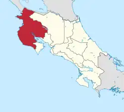 Guanacaste no mapa da Costa Rica
