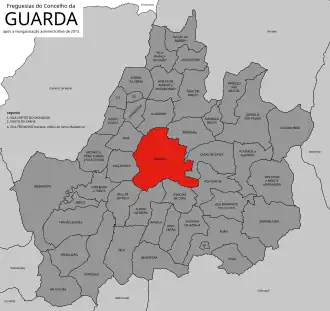 Localização no município de Guarda