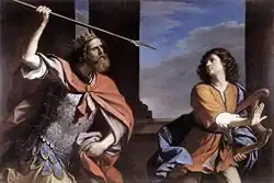 Saul atacando Davi. Óleo sobre tela, Guercino, 1646.