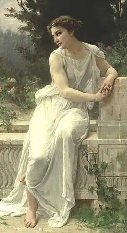 Jeune femme de Pompeï sur une terrasse.