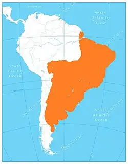 Área de ocorrência (em laranja)