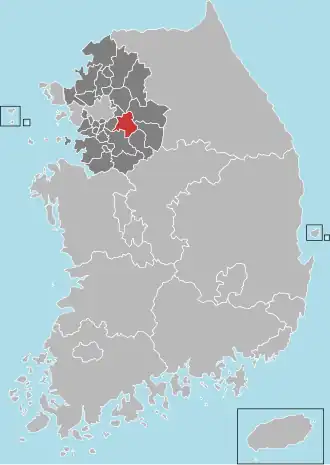Localização de Gwangju na Coreia do Sul