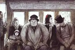 O Autocarro (1864) de Honoré Daumier. Lápis e guache no Walters Art Museum de Boston