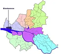 Mapa da Alemanha, posição de Blankenese acentuada