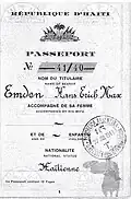 Passaporte haitiano do judeu Hans Erich Emden usado para fugir da Alemanha Nazista.