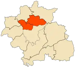 Mapa da província de Constantina destacando o distrito de Hamma Bouziane