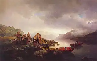 Likferd Pa Sognefjorden (enterro em Sognefjord, com Hans Gude. 1853)