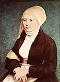 Retrato da esposa do pintor, de Hans Holbein, o Jovem, 1502, alemão.