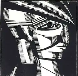 John Storrs, Profile Head with Cap, c. 1918, impressão sobre papel Smithsonian American Art Museum