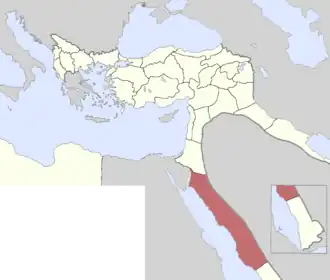 Localização de Vilaiete do Hejaz em árabe: إمارة شرق الأردن Imārat Sharq al-Urdun