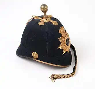 Capacete Home Service do regimento real Irlandês, 1878.
