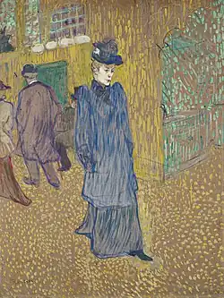 Jane Avril saindo do Moulin Rouge , c.1892, óleo e guache sobre papelão, Wadsworth Atheneum Museum of Art