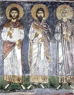 Fresco de santos no Mosteiro de Hossios Loukas