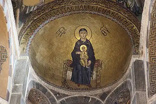 Mosteiro de Hossios Loukas, mosaico da Virgem Maria na ápside, Grécia