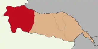 Localização do distrito de Tuzluja na província de Eder