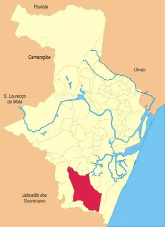 Localização do bairro Ibura na cidade do Recife
