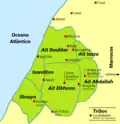 Distribuição tribal existente, no território povoado pelas tribos da confederação dos Ait Baamrane.[25]